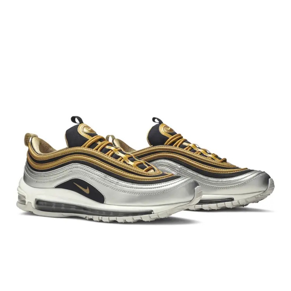 Nike Air Max 97 SE Metallic Gold Silver Sneakers Size 7‎